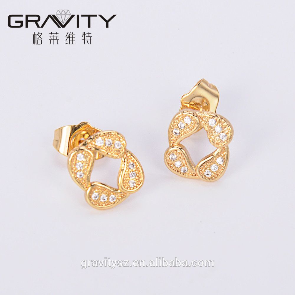 China jewelry factory customized small 24 carat gold earrings designs for customer