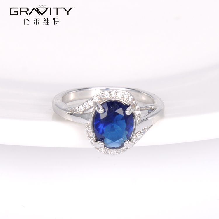 fashionable women silvery premier jewelry cheap wedding blue diamond cubic zirconia rings