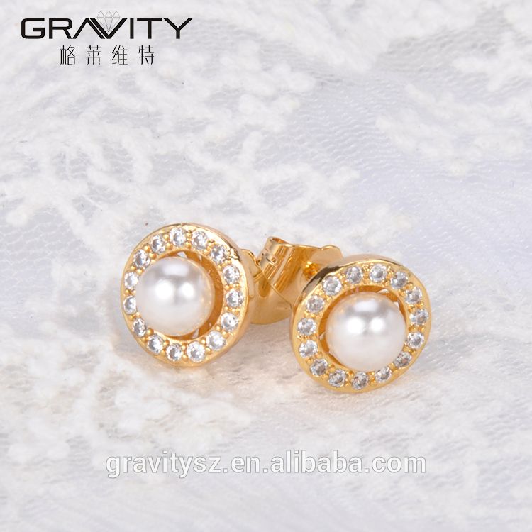 Pearl earrings store gold design