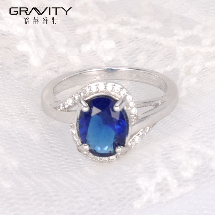 fashionable women silvery premier jewelry cheap wedding blue diamond cubic zirconia rings