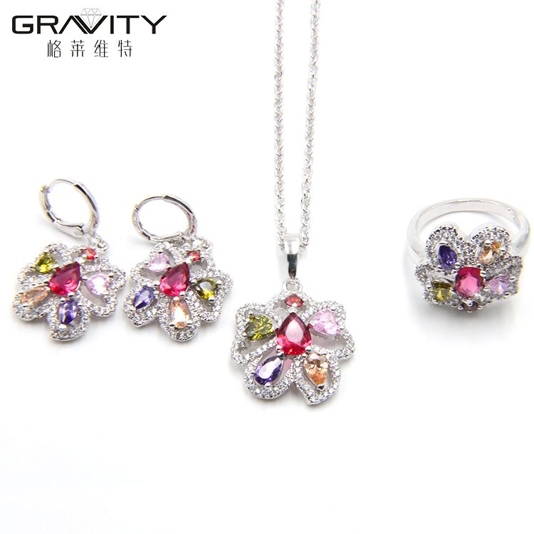 Online shopping artificial long stylish fashion imitation bridal silver bridal wedding jewelry set