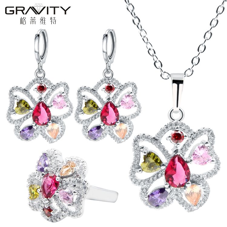 Online shopping artificial long stylish fashion imitation bridal silver bridal wedding jewelry set