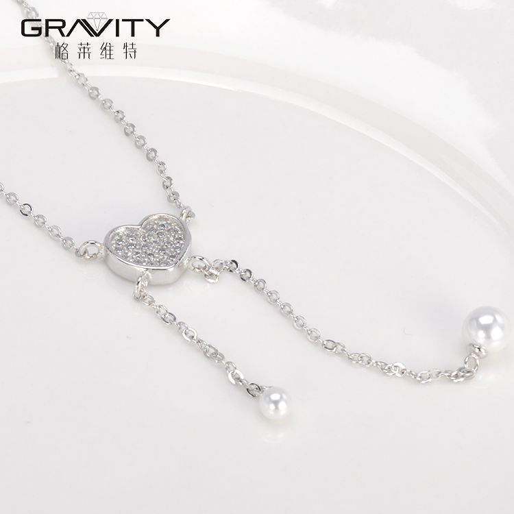 wholesale initial guangzhou female love fashion handwork long imitation simple silver jewelry pendant chain necklace