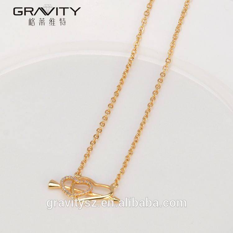 2017 custom fashion heart sharp 18k gold necklace jewelry