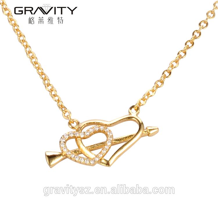 2017 custom fashion heart sharp 18k gold necklace jewelry