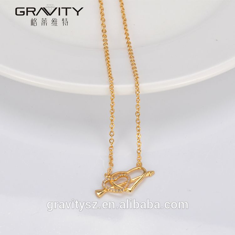 2017 custom fashion heart sharp 18k gold necklace jewelry