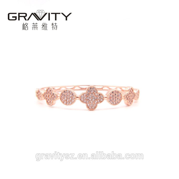 Custom jewelry china rose gold four leaf clover bangle
