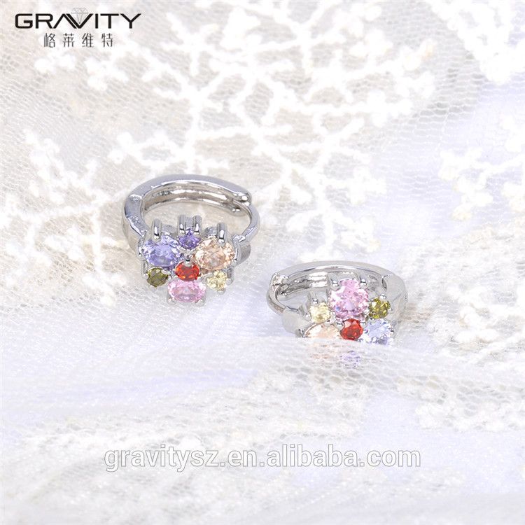 small 925 silver color rhodanizing CZ crystal gemstone ladies fashion earring jewelry