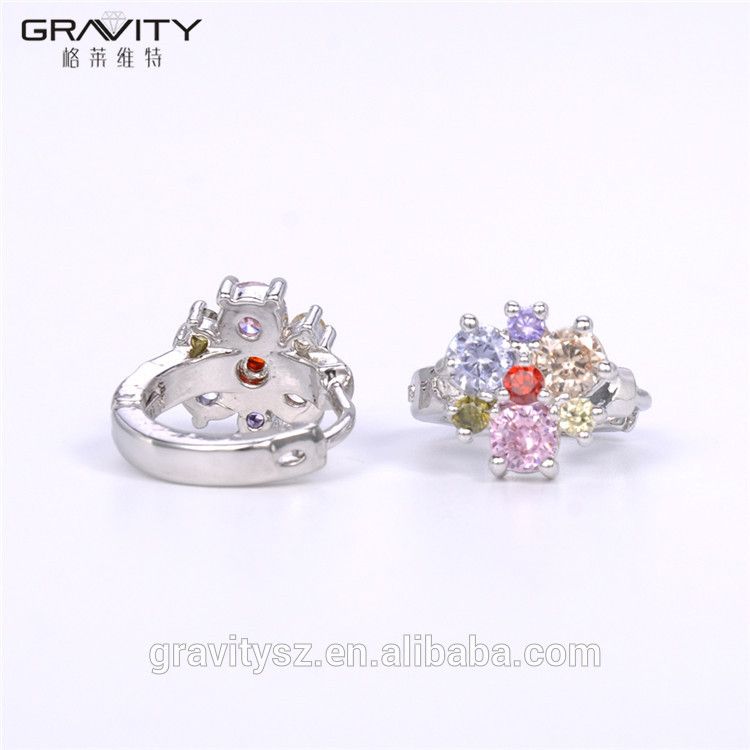 small 925 silver color rhodanizing CZ crystal gemstone ladies fashion earring jewelry