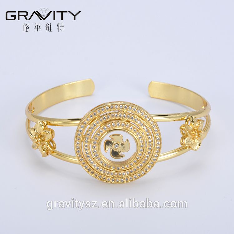 2017 Unique gift items gold jewellery dubai brass 18k gold color bangles and bracelets