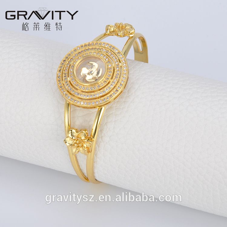 2017 Unique gift items gold jewellery dubai brass 18k gold color bangles and bracelets