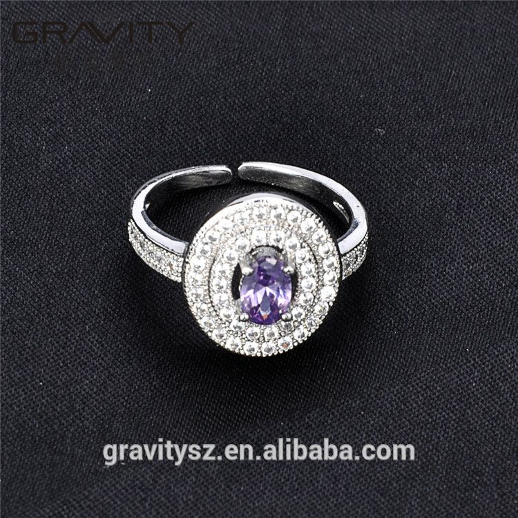 2017 Custom Made Fashion Gift Engagement Jewelry Rhodiumcolor gemstone Finger Rings With Zicron Diamond