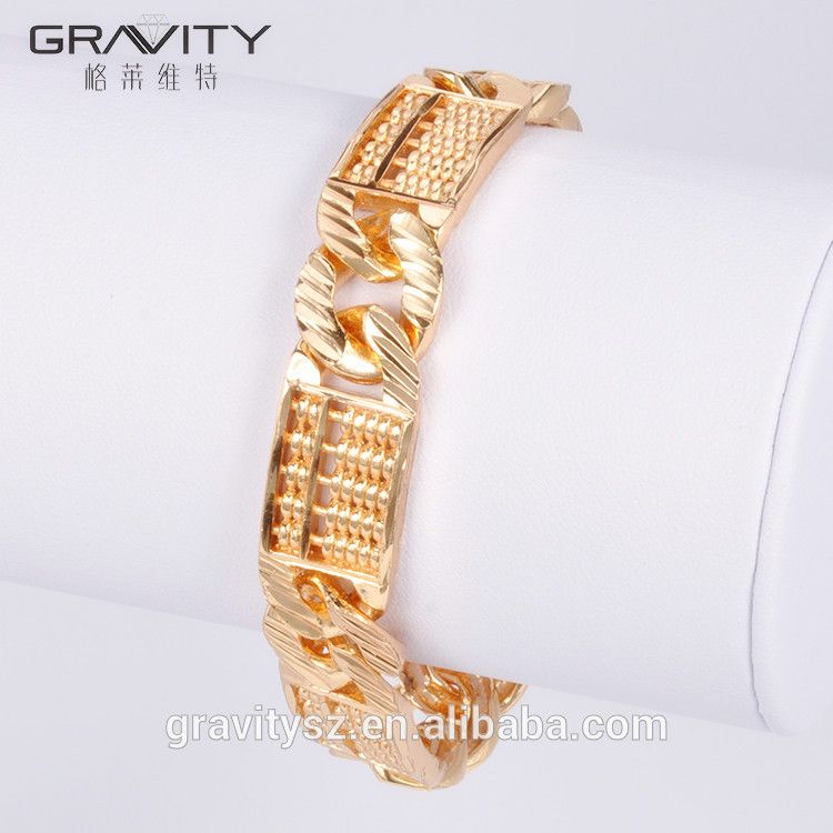 2017 new indian style 24K gold bracelet designs without stone for men