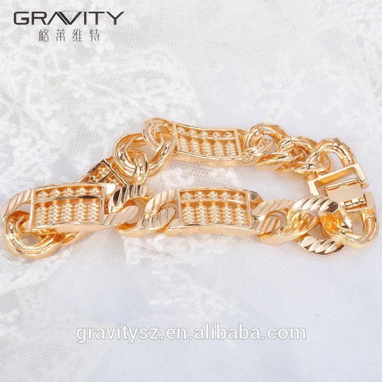 2017 new indian style 24K gold bracelet designs without stone for men