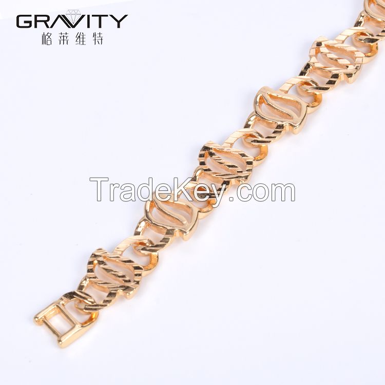 Shenzhen Gravity fashion simple design jewelry handmade 22k gold plated charm bracelet