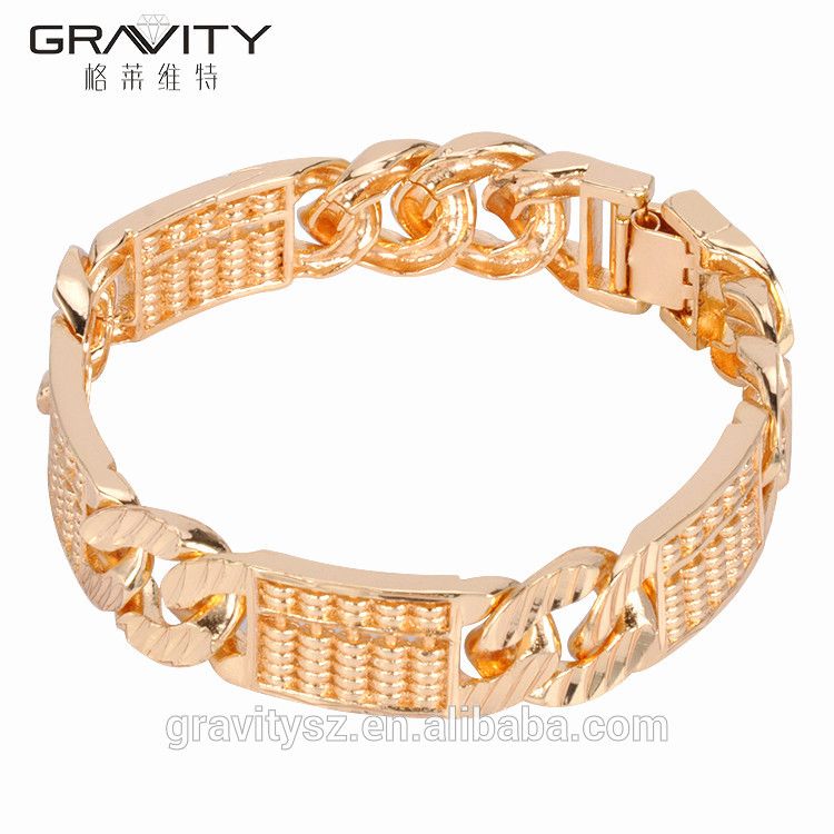 2017 new indian style 24K gold bracelet designs without stone for men