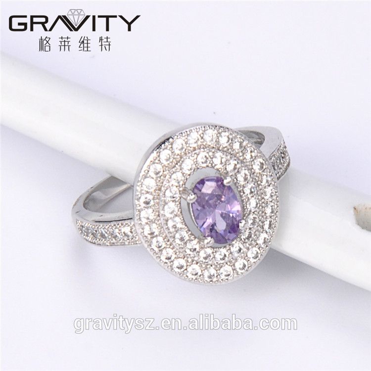 2017 Custom Made Fashion Gift Engagement Jewelry Rhodiumcolor gemstone Finger Rings With Zicron Diamond