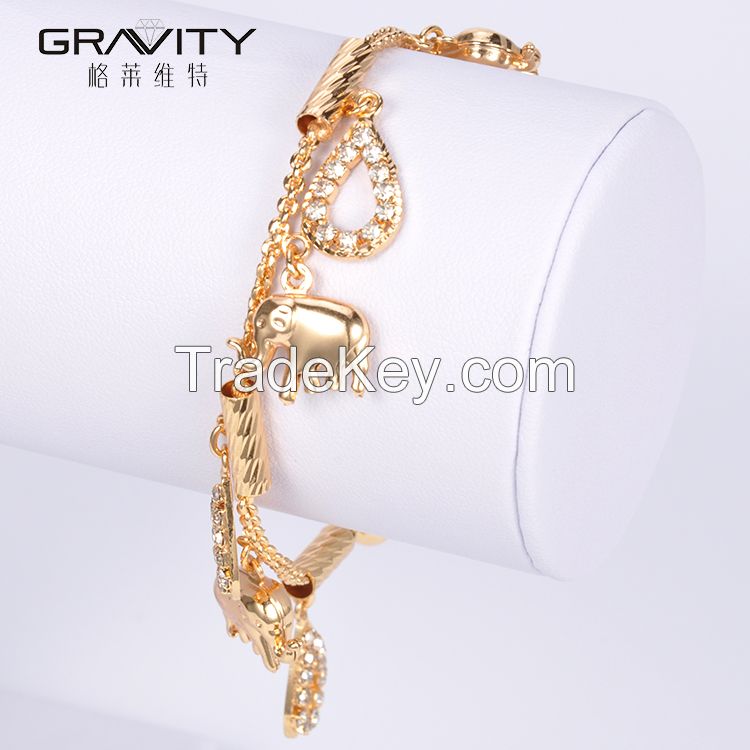 Shenzhen Gravity fashion newest simple design jewelry 18kk gold plated charm bracelet bangle