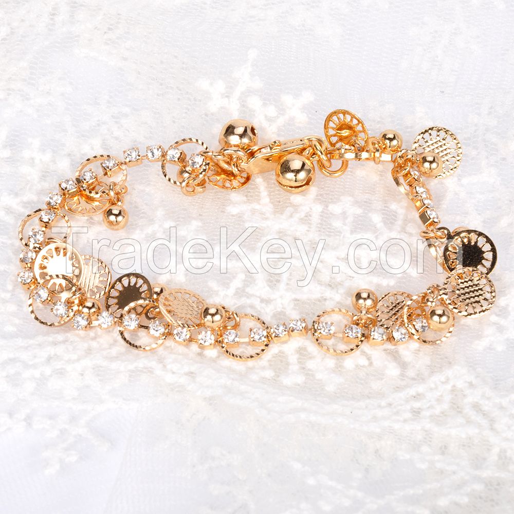 wholesale costume dubai fashion 18k luxury cubic zirconia rani haar women wedding bridal gold bracelet bangle