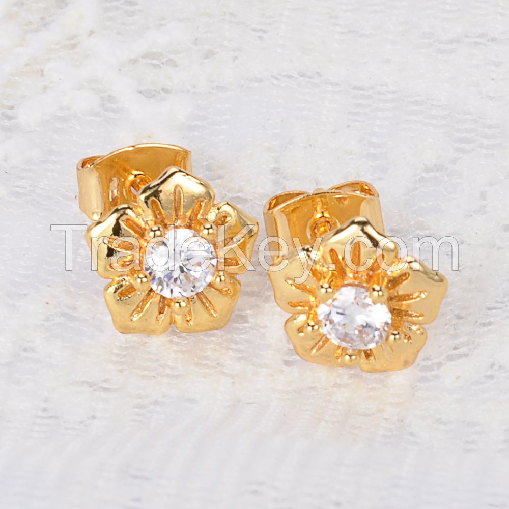 2017 wholesale custom new design latest artificial jewelry daily wear 18k gold plated small 2 gram beautiful designed earrings
