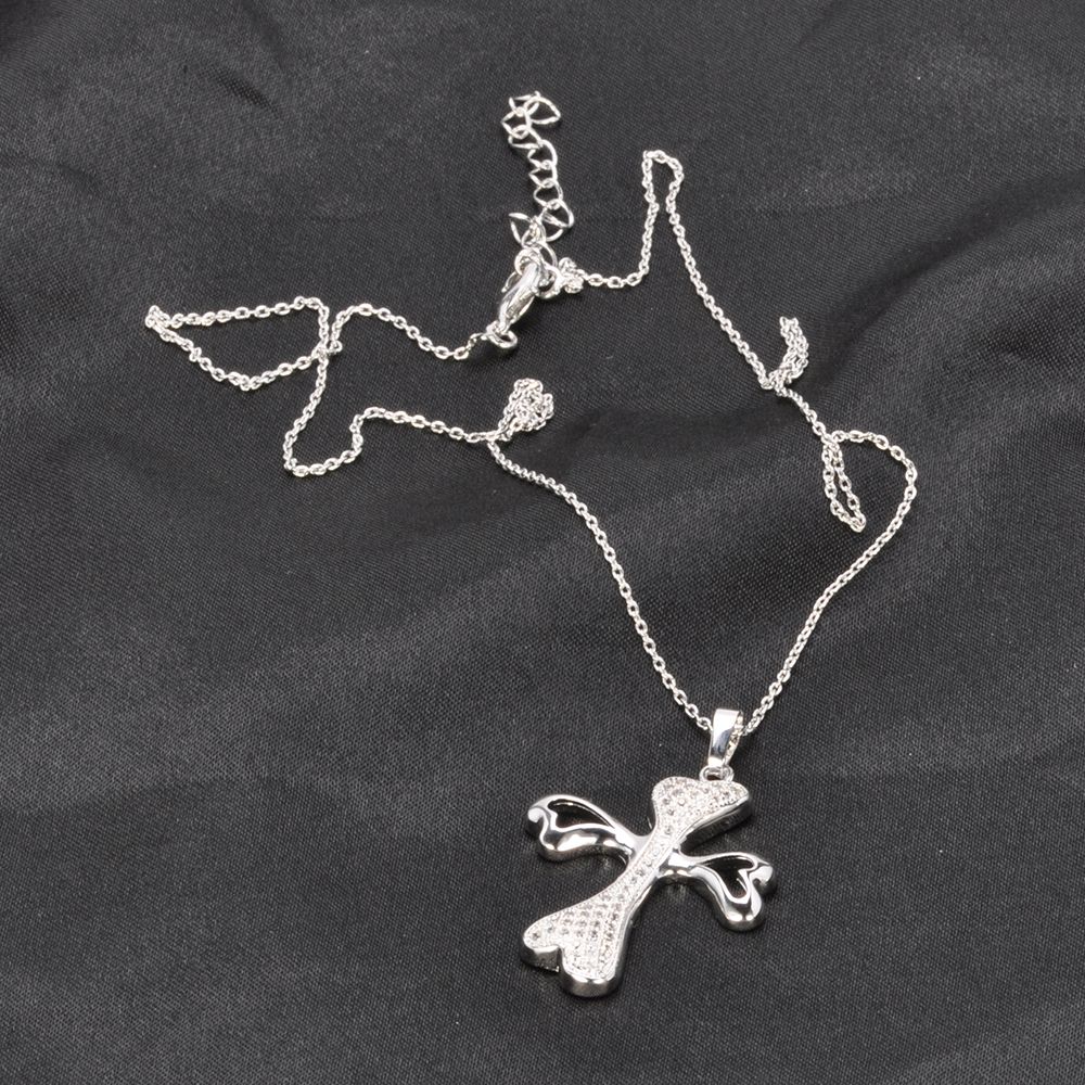 long simple fashion custom silver bridesmaid necklace pendant cross jewelry necklace