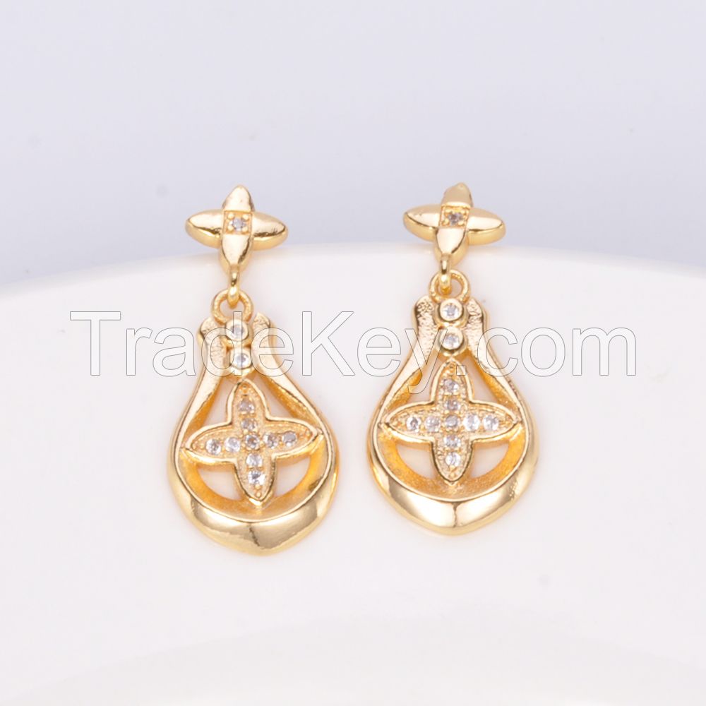 2017 wholesale latest new fashion beautiful earrings jewelry design india jewelrys 18k gold plated drop earrings for women
