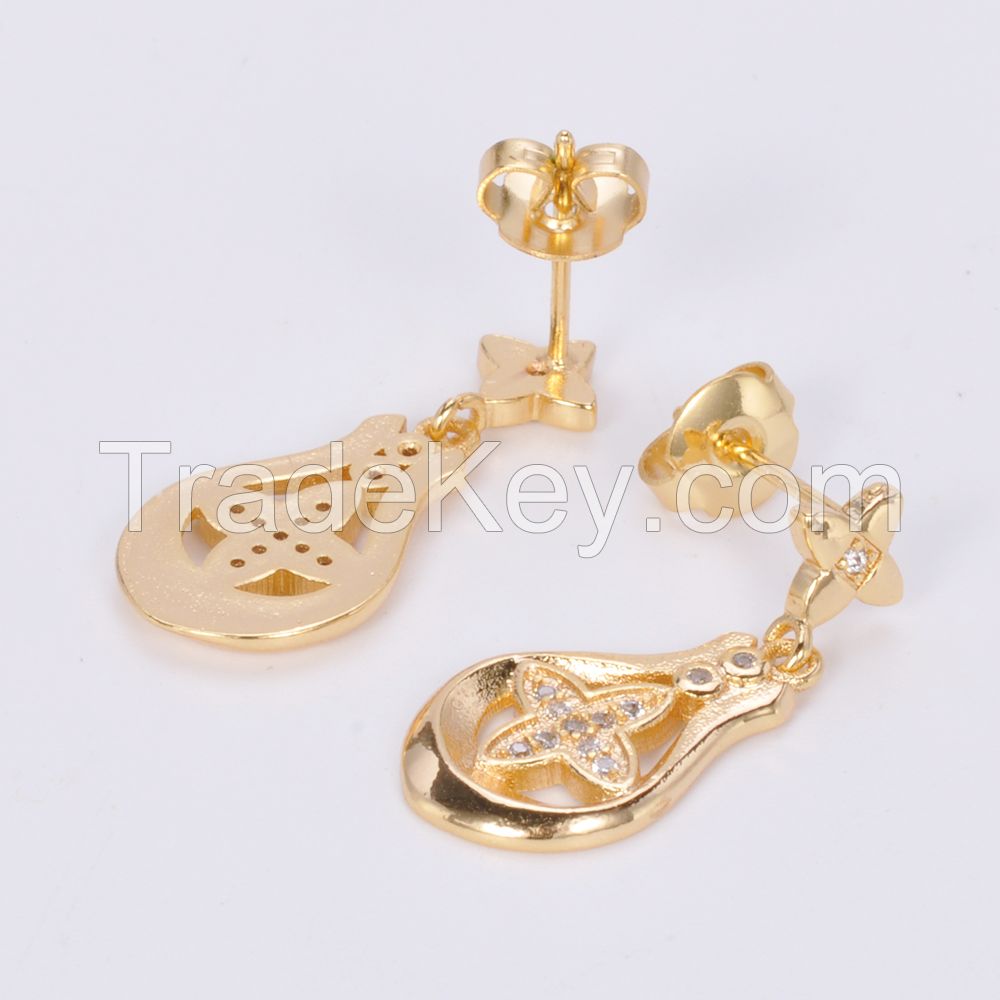 2017 wholesale latest new fashion beautiful earrings jewelry design india jewelrys 18k gold plated drop earrings for women