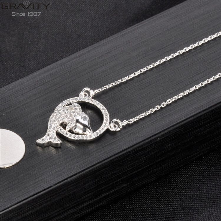 wholesale fashion unique thin silver simple long initial chain popular pendant ladies bridal personalized costume jewel necklace