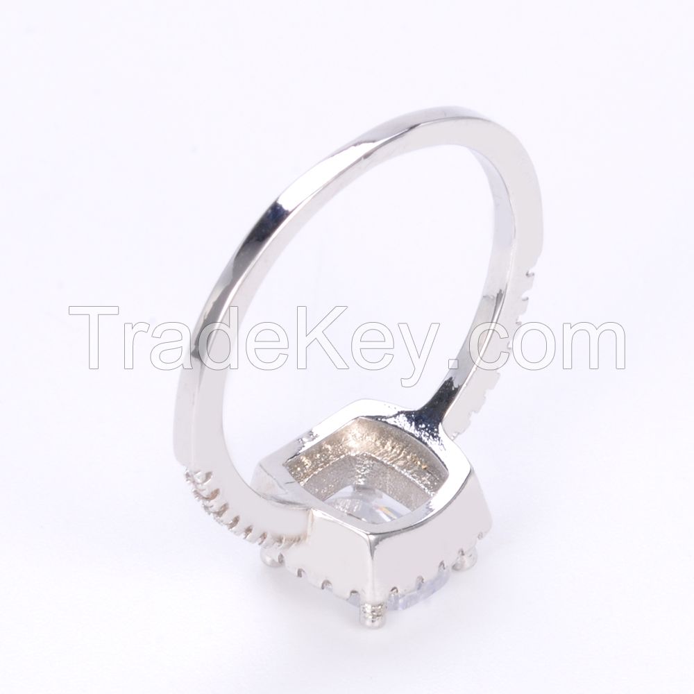Simple fashion single stone designs 18k white gold 925 sterling silver american wedding jewelry couple diamond engagement ring