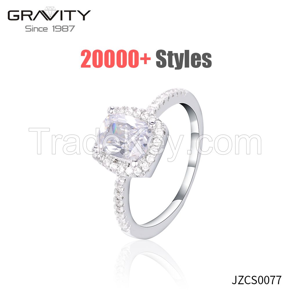 Simple fashion single stone designs 18k white gold 925 sterling silver american wedding jewelry couple diamond engagement ring