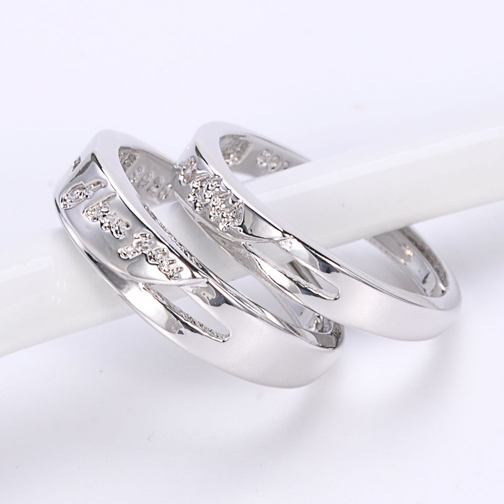 2017 wholesales american 18k white gold plated couple 925 silver engagement jewelry ring