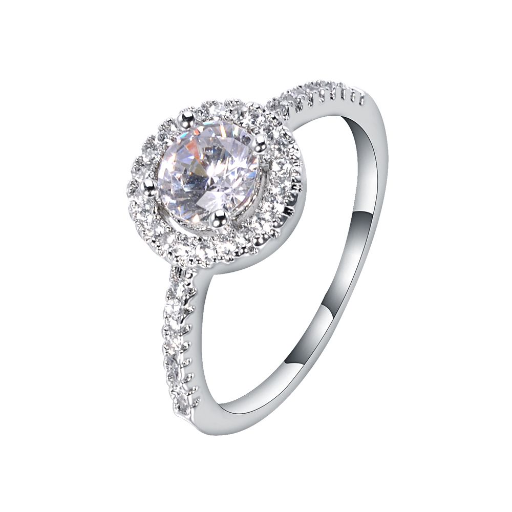 Women Ring CZ Brass Rhodium Plated Fashion Jewelry 