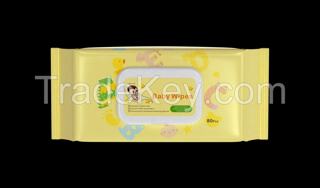 Factory Price Oem Odm Baby Wet Wipes For Daily Cleaning 80 Piece/bag Non-woven Fabric