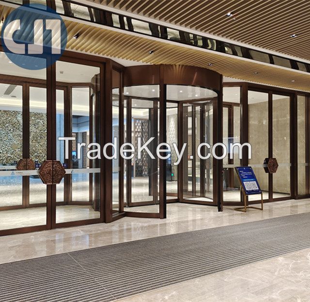 Full Circular Auto Glass Door Hotel 2-wing Automatic Revolving Door Customizable Style Commercial Entrance Door