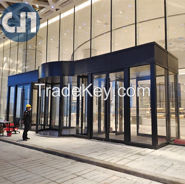 Full Circular Auto Glass Door Hotel 2-wing Automatic Revolving Door Customizable Style Commercial Entrance Door