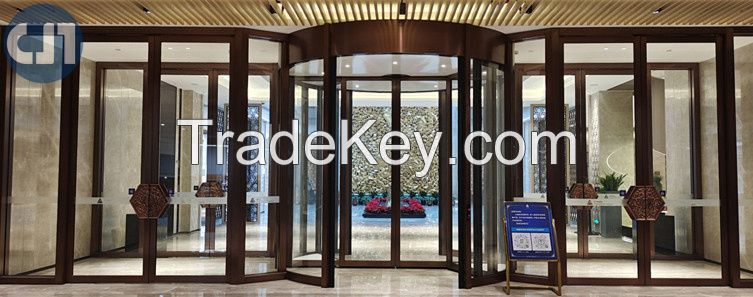 Full Circular Auto Glass Door Hotel 2-wing Automatic Revolving Door Customizable Style Commercial Entrance Door