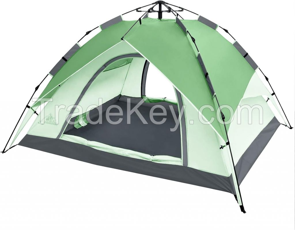ArcadiVille Camping Pop Up Tent 4 People, Waterproof & Windproof Family Tents for Camping, 2 in 1 Fo