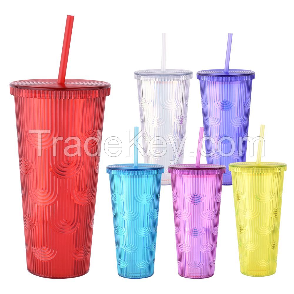 700ML Double Wall Acrylic Tumbler With Iridescent Paper