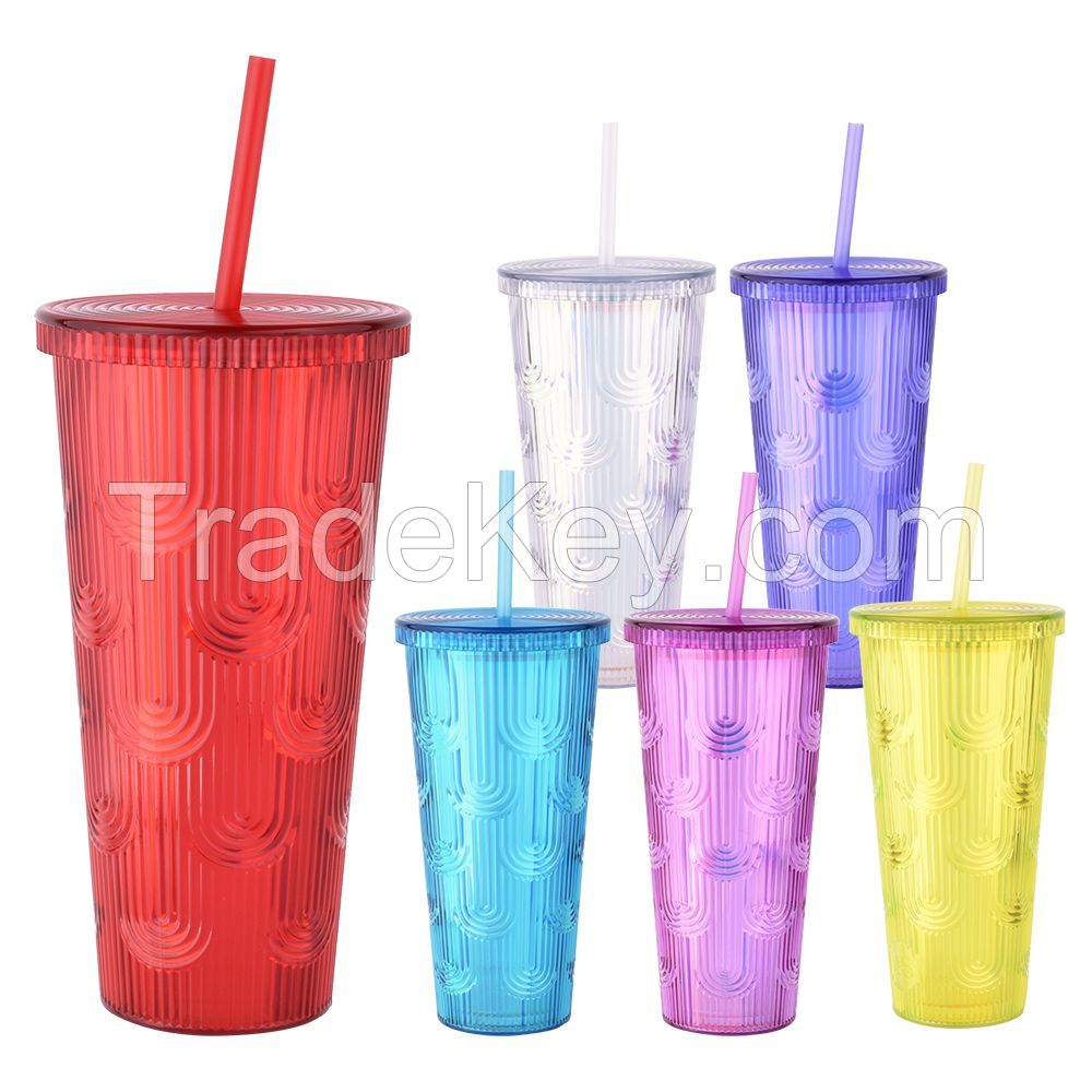 700ml Double Wall Acrylic Tumbler With Iridescent Paper