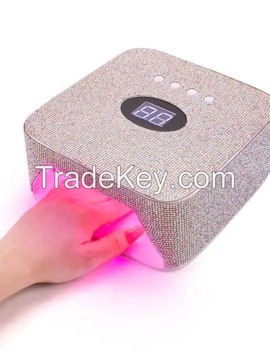 CORDLESS GEL UV LED NAIL LAMP MACHINE SPARKLE RHINESTONES DIAMOND 54W WIRELESS NAIL LAMP