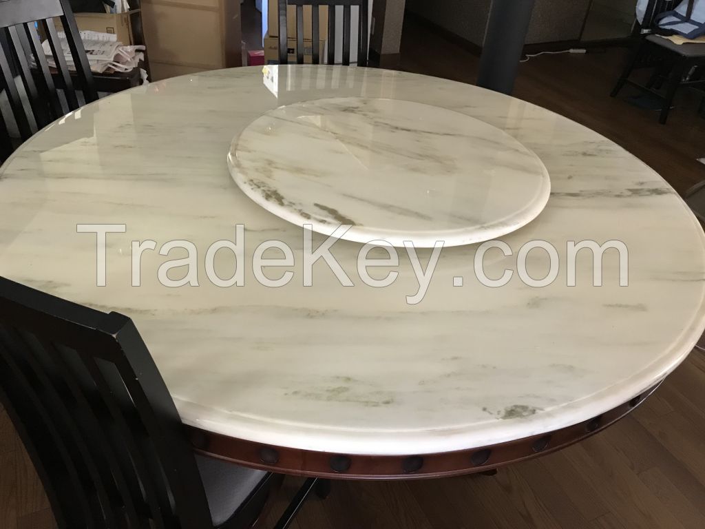 Marble round  Dining Table with 8 cheae