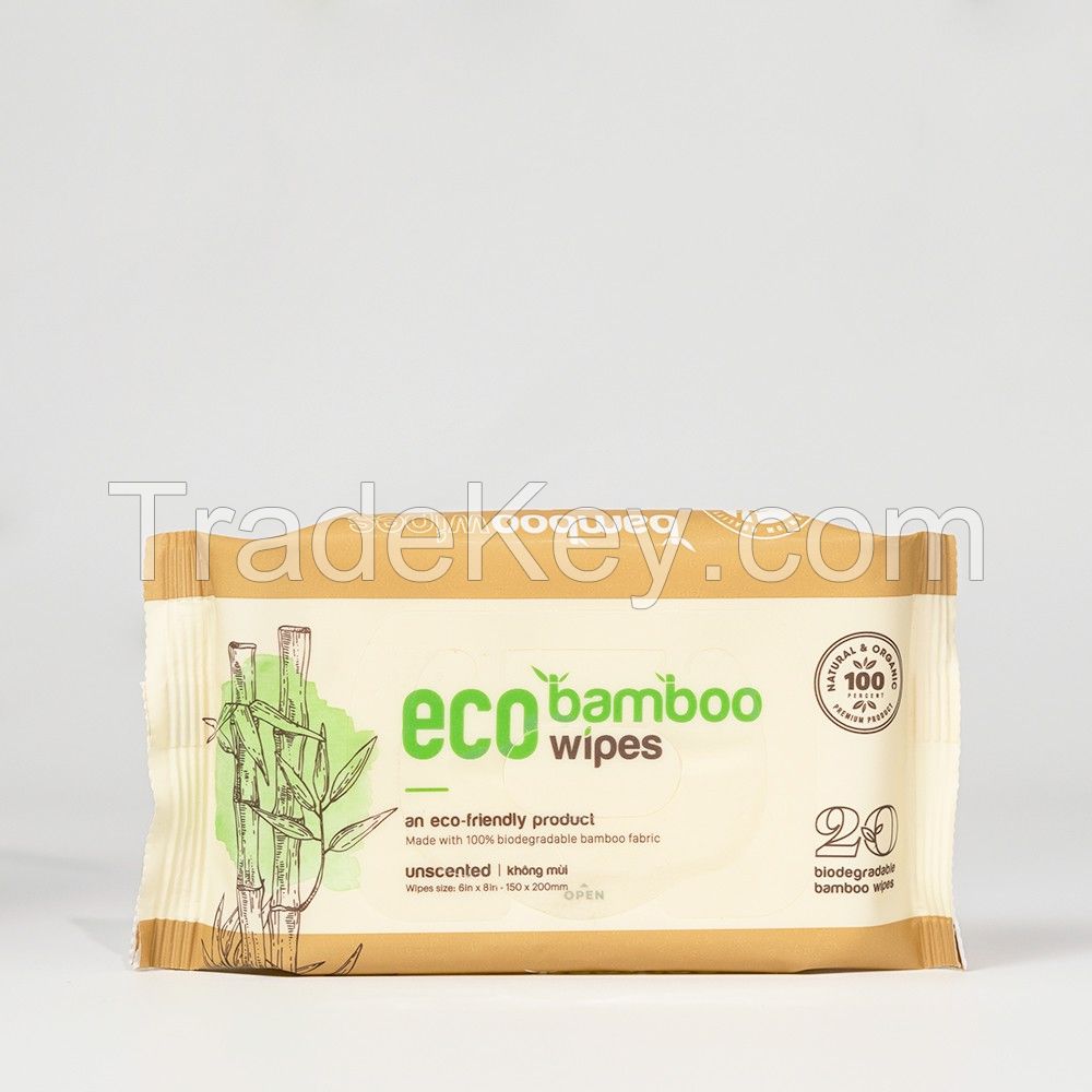 Biodegradable Bamboo Baby Wipes Compostable Free Fragrance For Sensetive Skin