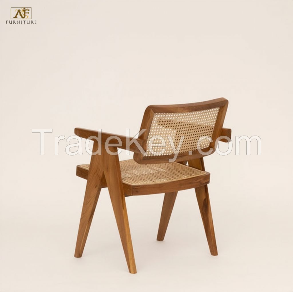 Cane Rattan Dining Chair with Arm - Natural