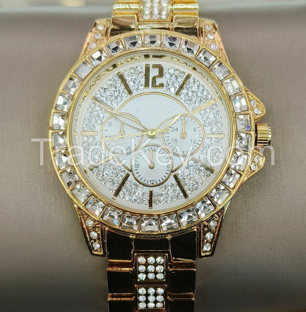 Alloy Steel Diamond Watch For Lady Man