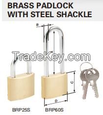 Brass padlock with steel shackle