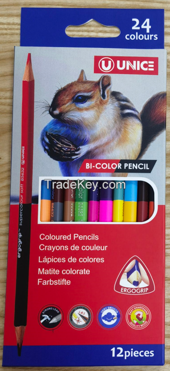 7" X 12PCS Triangular Bi-colour Pencil