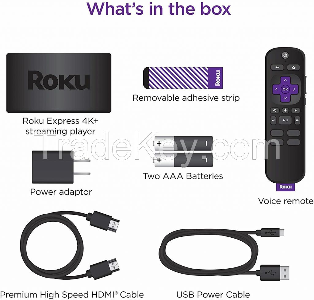 Roku Express 4K+ Streaming Media Player HD/4K/HDR, wireless, voice remote, HDMI