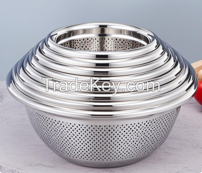 Thickened and Deepened Stainless Steel Rice Sieve, Vegetable Washing Basket