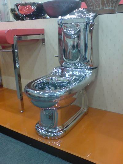 silver ceramics toilet