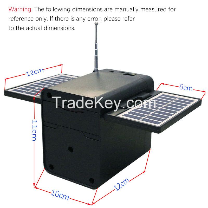 Solar Panel Emergency Charging Battery FM Radio With Plug-in Card Charging Portable Bluetooth speaker